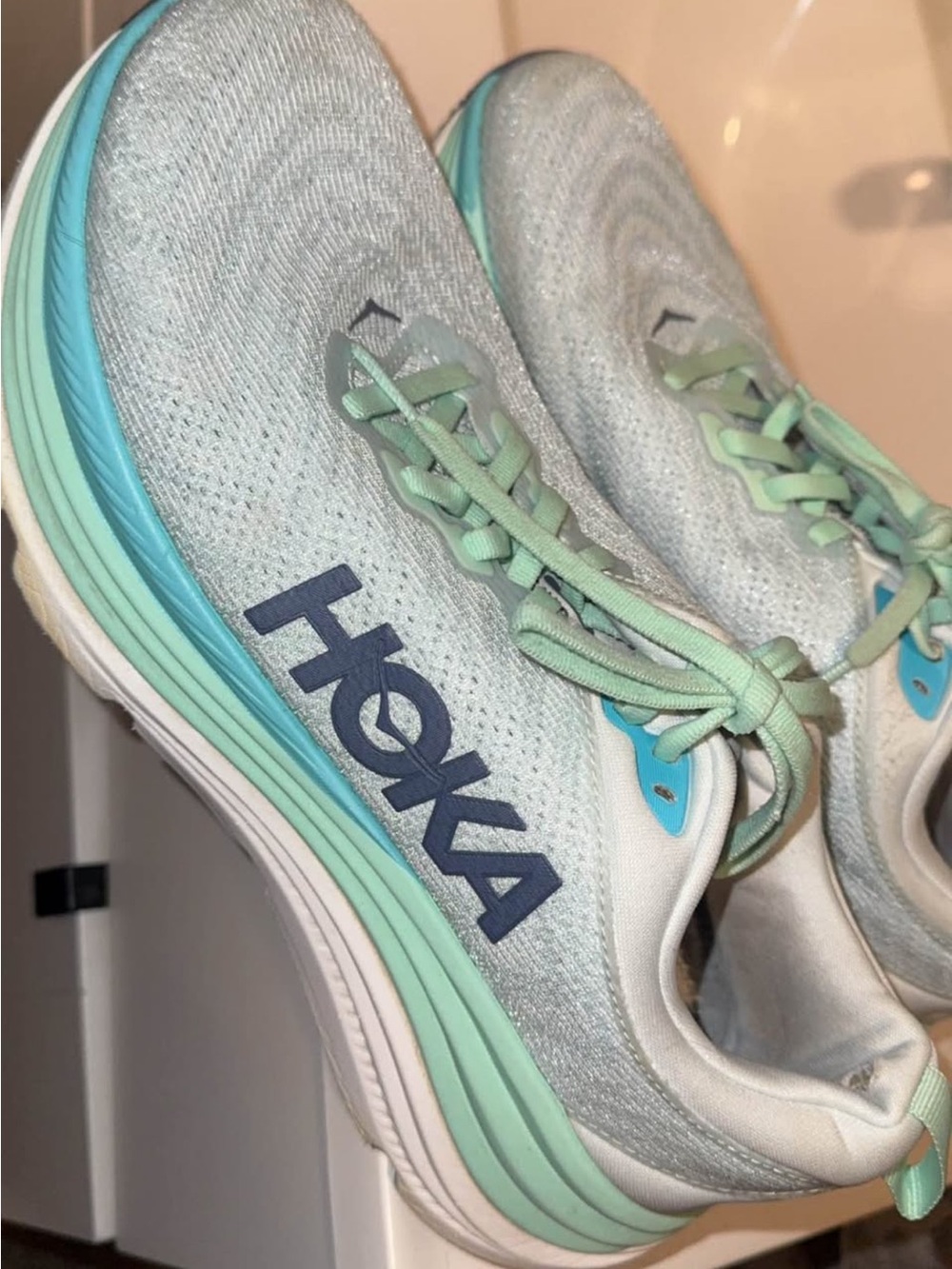Hoka One One Women's Running Shoes in Mint and Aqua